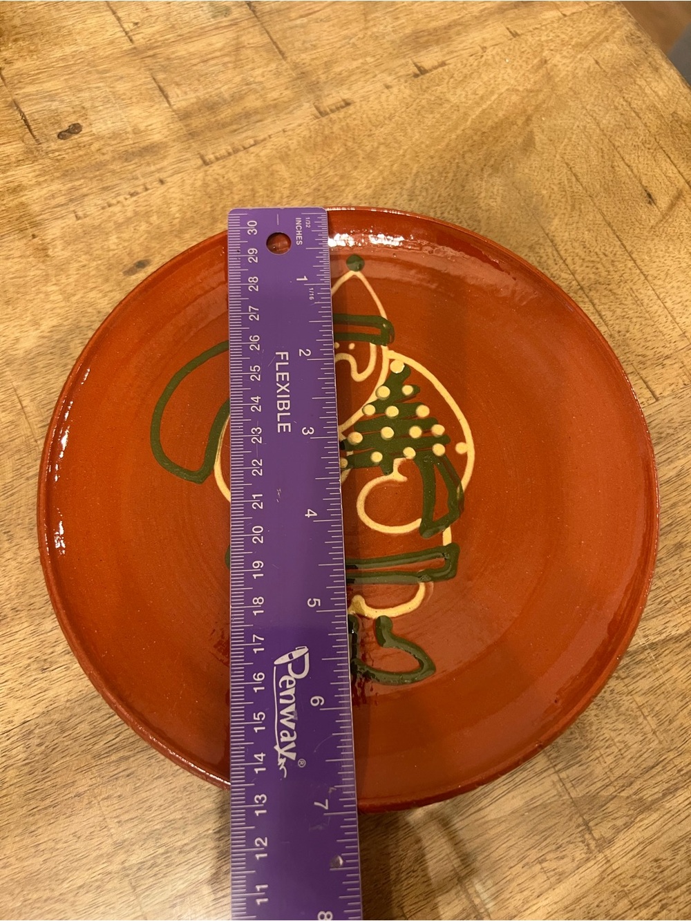 Hand-Painted Vtg 1981 Redware pottery stoneware Plate Fat Santa signed - Picture 2 of 3